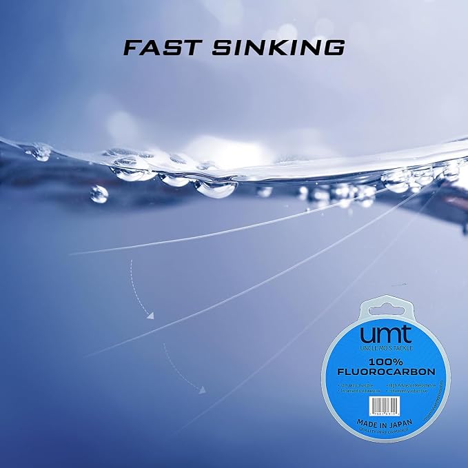 UMT Ghost Fluorocarbon Fishing Line Invisible Leader for Saltwater and Freshwater 20lb, 30lb, 40lb Options 55 Yards Abrasion Resistant, Ultra Durable