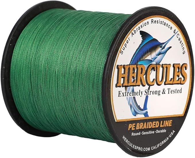 HERCULES Cost-Effective Super Strong 4 Strands Braided Fishing Line 6LB to 100LB Test for Salt-Water, 109/328 / 547/1094 Yards (100M / 300M / 500M / 1000M), Diam# 0.08MM - 0.55MM, Hi-Grade