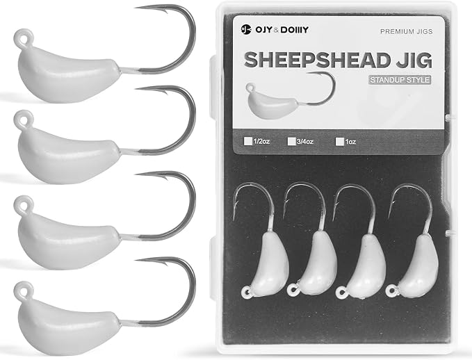 Sheepshead Jigs, Standup Style Jigheads with 4~10PCs, 3X Strengthened Hook Equipped with 1/2 3/4 1oz for Saltwater Fishing