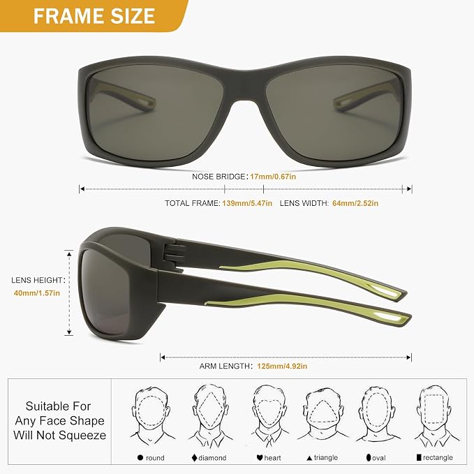 Polarized Sports Sunglasses for Men Women UV400 Protection Glasses Wrap Around Goggles for Driving Fishing Cycling