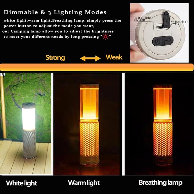 Camping Light Rechargeable Telescopic,Magnetic Camping Lantern, Waterproof Dimmable Camping Essential Flashlights, Camping Lamp for Emergency, Fishing, Hiking