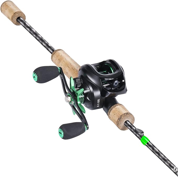 Sougayilang Fishing Rod Reel Combo, Fast Action 2 Pieces Fishing Pole with Baitcasting Reel