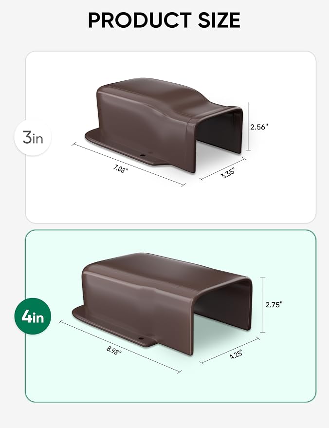 4" Entry Wall Cover Line Cover Set Parts PVC Accessory for Decorative for Ductless Mini Split, Central AC and Heat Pumps, Brown