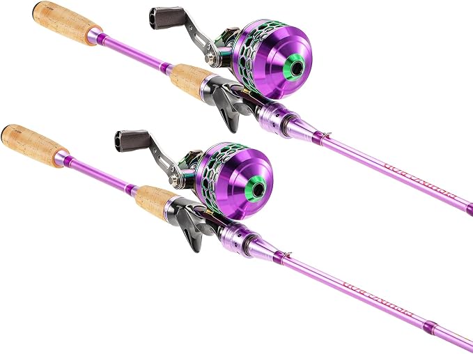Souagyilang Spincast Fishing Rod Reel Combo,2 Pieces Medium Heavy Pole with Super Smooth Reel Trouble-Free Push-Button Bait Casting Design for Freshwater Bass Fishing
