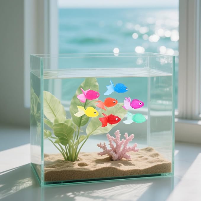 Healifty 20Pcs Artificial Goldfishes Rubber Aquarium Floating Fish for Aquarium Fish Tank Decoration Mixed Color 1.77 X 1.96 X 0.78''