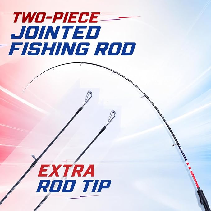 DC Baitcasting Reel Combo with Smart Digital Brake, Anti-Backlash, USA 250th Anniversary Design Fishing Rod, Signature DC Sound, Easy-Control 7.1:1 Baitcaster for Beginners & Bass Fishing