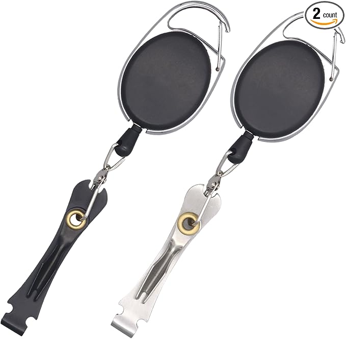 2PCS Fly Fishing Nipper – Multi-Function Knot Tying Tool, Line Clipper & Hook Eye Cleaner, 24" Retractor，Lightweight Fly Fishing Accessories