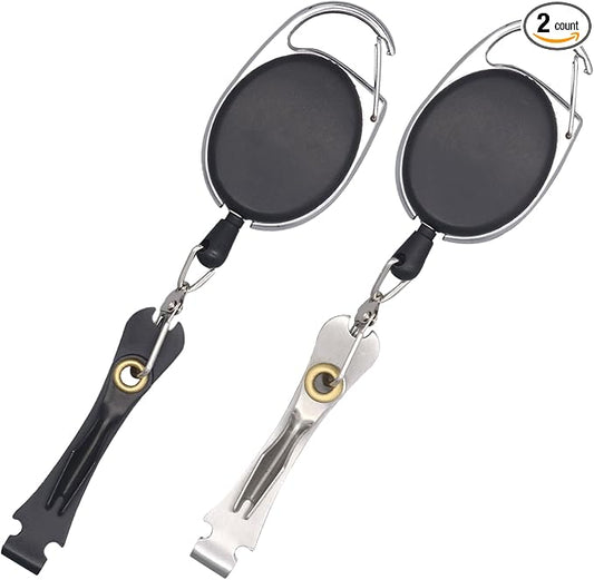 2PCS Fly Fishing Nipper – Multi-Function Knot Tying Tool, Line Clipper & Hook Eye Cleaner, 24" Retractor，Lightweight Fly Fishing Accessories