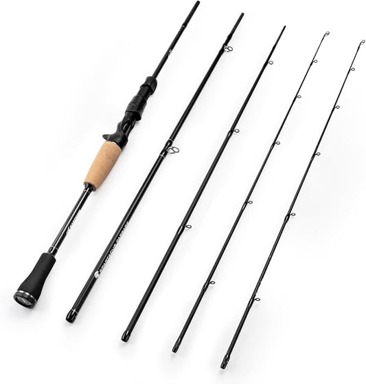 KastKing Spartacus Passage Travel Fishing Rods, Portable 4-Piece Spinning & Casting Rods, Extra Twin-Tip, IM7 Graphite Blanks, Stainless Steel Guides with Zirconium Oxide Rings, EVA Handle