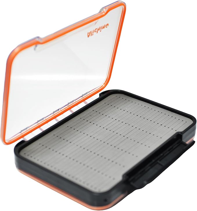 ALICHINO Fly Box for Fly Files Ice Jig Box Two Sided Waterproof Fly Fishing Box for Nymphs and Streamers (Grey Foam Insert C, Large， 9 * 6.5 * 1.9Inch)