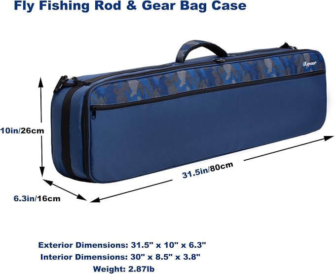 Raprance Fly Fishing Rod & Gear Case, Protection Storage Carry-On Gear Bag