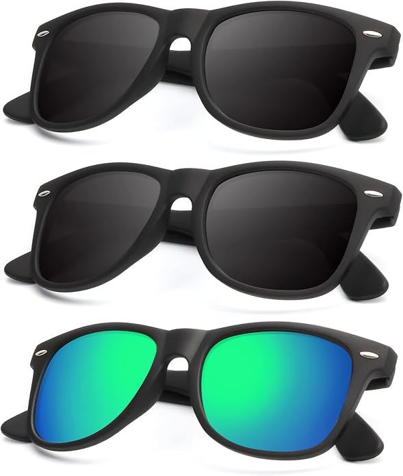 KALIYADI Polarized Sunglasses for Men and Women Matte Finish Sun glasses Color Mirror Lens UV Blocking (3 Pack)