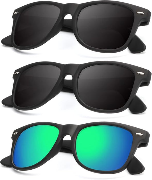 KALIYADI Polarized Sunglasses for Men and Women Matte Finish Sun glasses Color Mirror Lens UV Blocking (3 Pack)