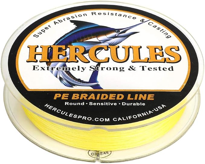 HERCULES Cost-Effective Super Cast 8 Strands Braided Fishing Line 10LB to 300LB Test for Salt-Water,109/328/547/1094 Yards(100M/300M/500M/1000M),Diam.#0.12MM-1.2MM,Hi-Grade Performance,Variety Colors