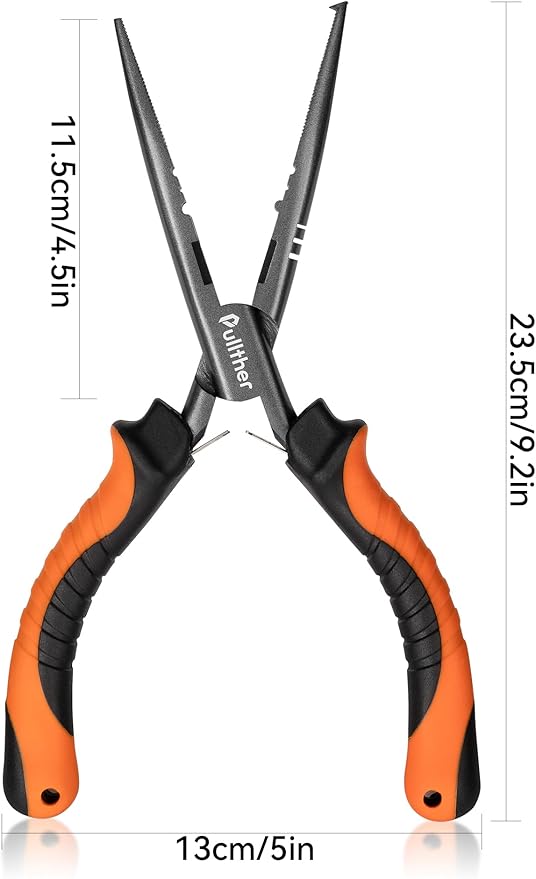 Needle Nose Pliers Fishing,Fishing Pliers,9 in Fishing Pliers Hook Remover,Carbon Steel split ring pliers,Saltwater Fishing Gear