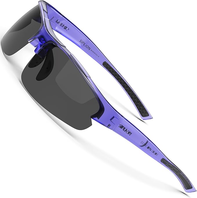 SIPLION Polarized Sunglasses Men Sports: UV400 Protection Anti-Slip Wrap-Around TR90 Frame for Driving Fishing Golf Running