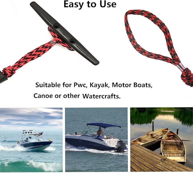 Bungee Dock Lines for Boat Shock Absorb Dock Tie Mooring Rope Boat Accessories 4-5.5 ft,4Pack (Black&Red)