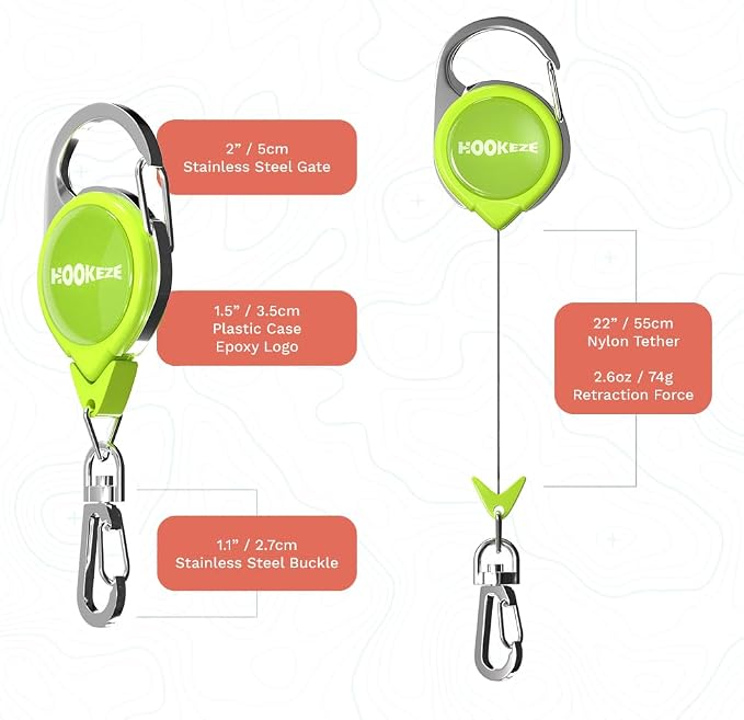 HOOK-EZE Fly Fishing Zinger Retractor for Anglers Vest, Pack of 3 - Fishing Gear and Equipment for Nippers, Forceps, Fly Float Ant, Belt Loops & Backpack