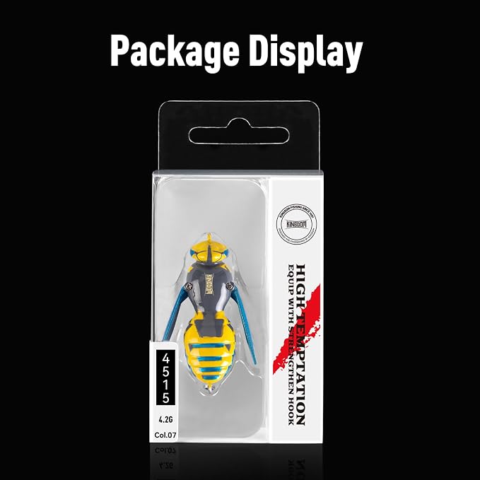 Kingdom Wasp Craw Bait Insect Bionic Floating Fishing Lures Swimbaits Hard Artificial Baits Lure for Freshwater and Saltwater Bass Carp Pike Walleye Fishing ABS Material Carbon Steel Three Book Hook