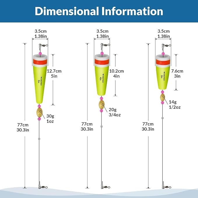 THKFISH Fishing Floats Bobbers Fishing Popping Cork Trout Float Rig Weighted Popping Floats Cork Trout Floats for Fishing Saltwater 4PCS