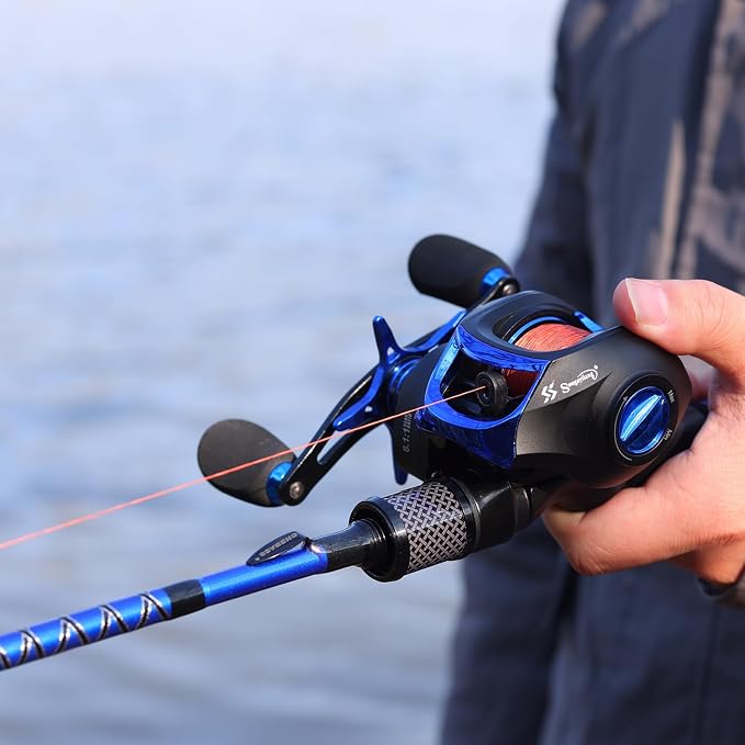 One Bass Fishing Rod Reel Combo, Baitcasting Fishing Pole with Graphite 2Pc Blanks