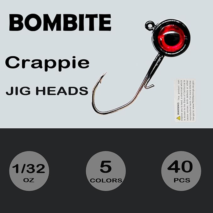 40pack Crappie Jig Heads,Crappie Jigs Fishing Jig Heads Hook Lure Fishing Jigs Heads for Bass Fishing 1/32oz 1/16oz 1/8oz