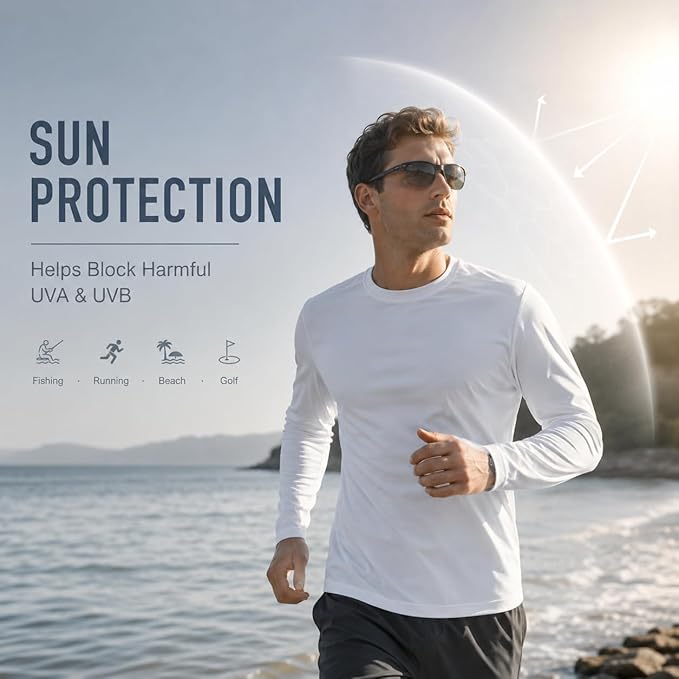 OYGSieg 6 Pack Long Sleeve Shirts for Men Moisture Wicking UPF SPF Sun Protection Tee Shirts Workout T Shirts Casual
