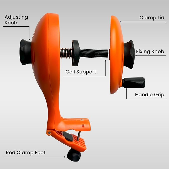 Pristis Fishing Line Winder, Reel Spooler with Unwinding System, Spool Holder with Handhold & Clamps, Anti-Twist Spooling Station, Adjustable Versatile Accessories for Baitcasting and Spinning Reel