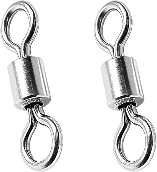 QISHUO Stainless Steel Barrel Swivels Saltwater Connect Lure Swivels Fishing Snap Freshwater Fishing Swivel Heavy Duty SUS304