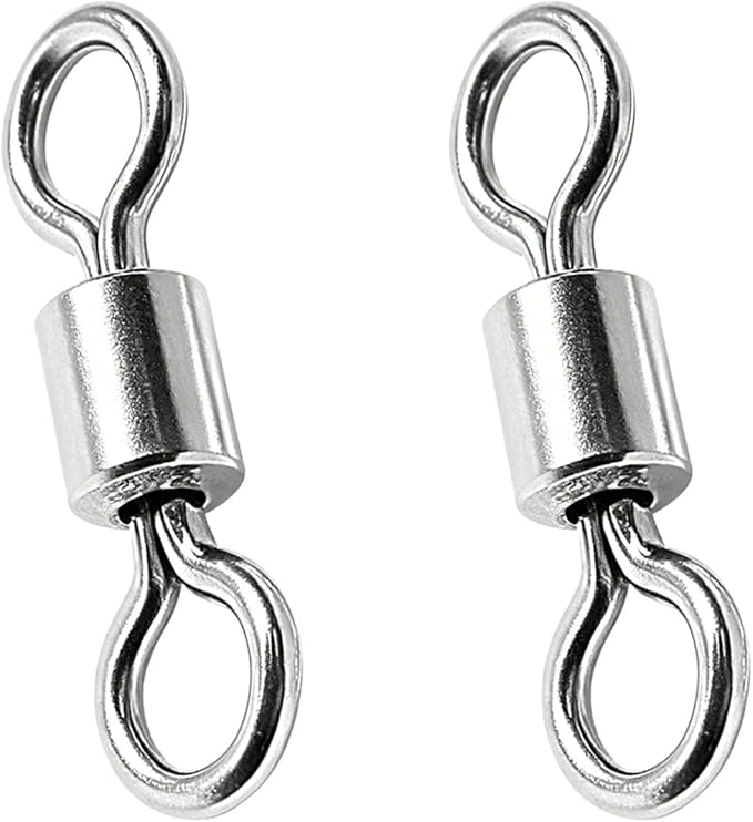 QISHUO Stainless Steel Barrel Swivels Saltwater Connect Lure Swivels Fishing Snap Freshwater Fishing Swivel Heavy Duty SUS304