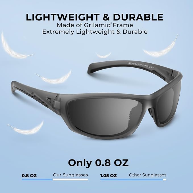 KastKing Hiwassee Polarized Sport Sunglasses for Men and Women, Wrap Sunglasses for Fishing Cycling and Running,UV Protection