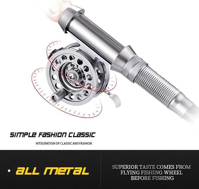 Winter Fly Fishing Reel 52g(1.83oz) All Metal Left Hand 5cm(1.95inch) Ice Fishing Wheel Carp Fishing Accessories for Freshwater Saltwater