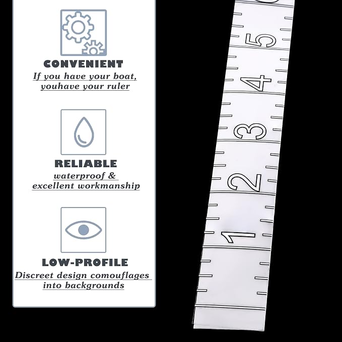 6 Pcs Fish Ruler Decal Fish Measuring Tape Sticker for Boat Adhesive Fishing Ruler Transparent Waterproof Fish Sticker Clear Tape Measure for Boats Kayak Net Gaff Fishing Accessories