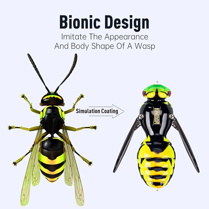 Kingdom Wasp Craw Bait Insect Bionic Floating Fishing Lures Swimbaits Hard Artificial Baits Lure for Freshwater and Saltwater Bass Carp Pike Walleye Fishing ABS Material Carbon Steel Three Book Hook