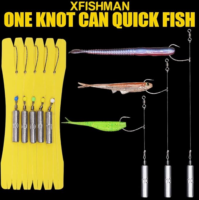 Drop Shot Rigs for Bass Fishing Ready Rig with Hooks and Sinker Weights