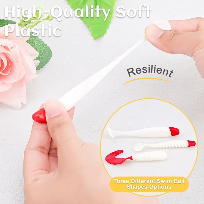30pcs Soft Plastic Fishing Lures Paddle Tail Swimbaits Soft Baits Lure for Bass Crappie Trout Shad Freshwater Saltwater Fishing Mixed 3.5 Inch 4.7 Inch Swim Bait Kit with Box