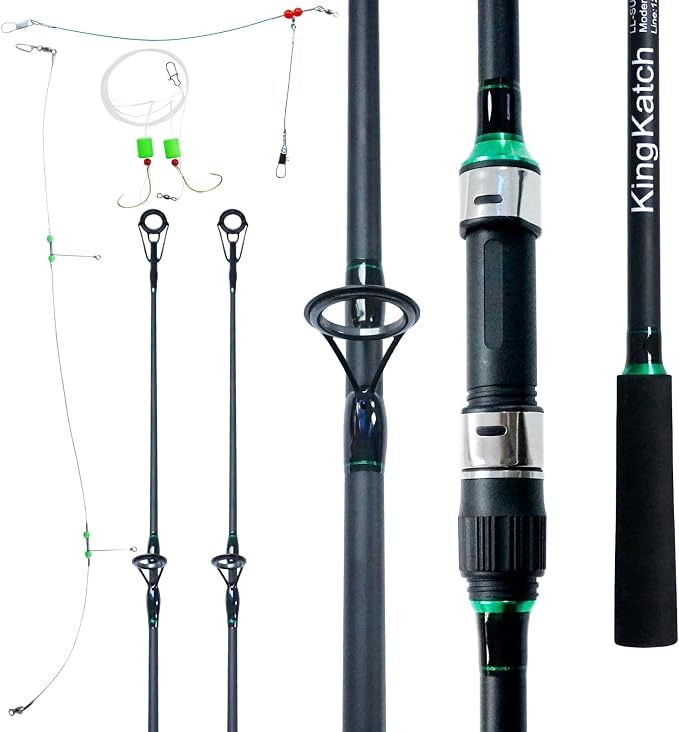 Surf Spinning Fishing Rod 9'/10'/11'/12', 3-Piece Carbon Fiber Saltwater Rod with 2 Tips, Lightweight High-Sensitivity Long-Cast Shore & Beach Casting Rod for Pier Surf Fishing