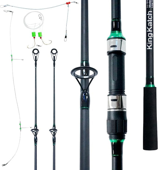 Surf Spinning Fishing Rod 9'/10'/11'/12', 3-Piece Carbon Fiber Saltwater Rod with 2 Tips, Lightweight High-Sensitivity Long-Cast Shore & Beach Casting Rod for Pier Surf Fishing
