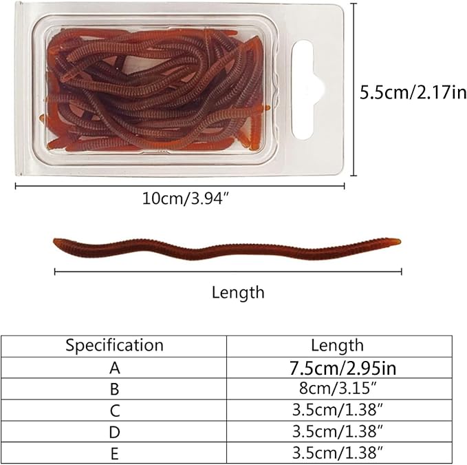 20 / 50pcs Fishing Soft Lure Trout Worm-Earthworm Baits Lifelike-Fake Grub-Worm Soft Fishing Lure Set Swimming