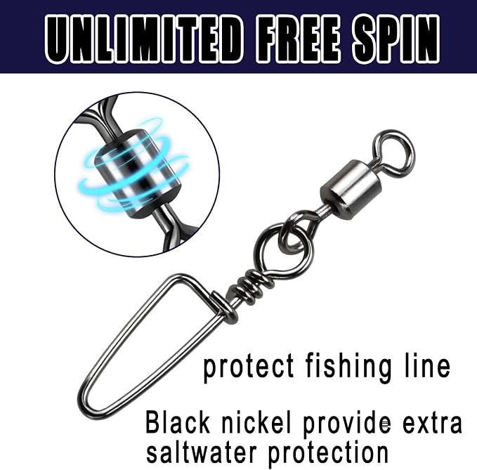 150pcs Fishing Snap Swivels Barrel Swivel with Coastlock Snap Stainless Swivel Corrosion Resistant Fishing Tackle Accessories Lure Line Connector for Saltwater Freshwater Fishing