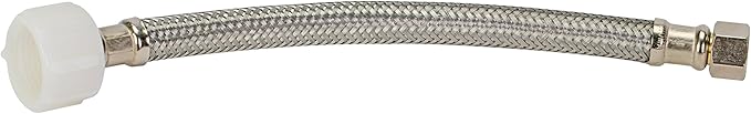 Fluidmaster B1T06 Toilet Connector, Braided Stainless Steel - 3/8 Female Compression Thread x 7/8 Female Ballcock Thread, 6-Inch Length