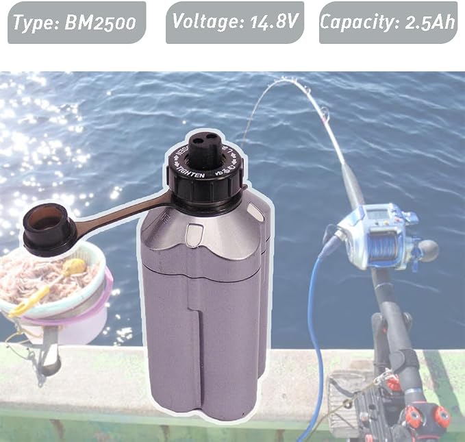 BM2500 Electric Fishing Reel Battery Compatible with Daiwa Tanacom 500 750 1000 Shimano BM2300 BM2500 BM2900 Fits for Daiwa Electric Fishing Reel Power Supply 14.8V 2.5Ah