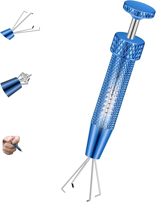 Upgraded Anti-Slip Piercing Ball Grabber Tool with Ergonomic Design for Changing Jewelry, Stainless Steel Jeweler Pick Up Tool 4 Claw Gem Piercing Changing Tool Body Piercing Kit for Ear Nose Lip