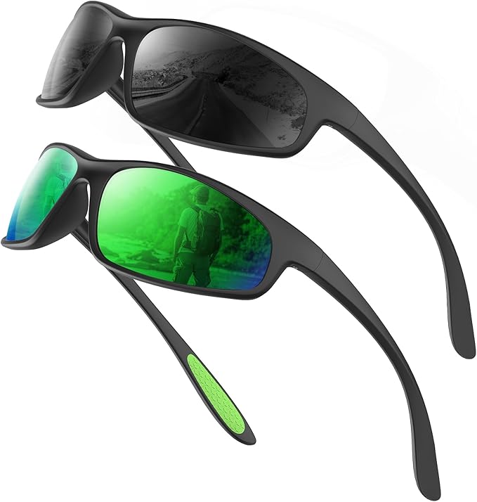 KALIYADI Mens-Sunglasses Polarized Sunglasses-Men Sports: Sport Sun Glasses for Running Cycling Fishing with UV Protection