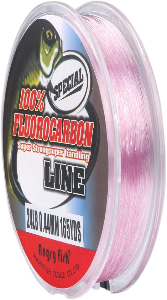 ANGRYFISH 100% Fluorocarbon Fishing Line and Fluorocarbon Leader-Invisible Underwater-Faster Sinking- Ultralow Stretch(2-30LB)