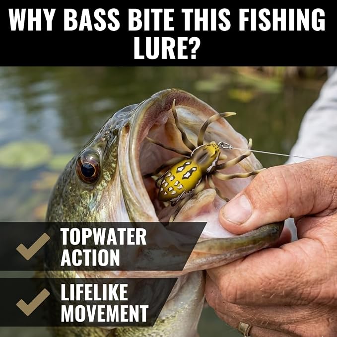 LUNKERHUNT Phantom Spider Lure for Bass Fishing (2.5 Inch) | Topwater Spider Fishing Lure with Natural Walking Action | Soft Hollow Body Weedless Hooks for Trout and Pike