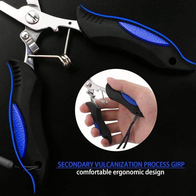 mouhike Fishing Pliers Long Nose Stainless Steel Fish Hook Remover Braid Cutters Split Ring Fish Pliers with Lanyard Fish Holder Ice Fly Fishing Gear Freshwater Saltwater Fishermen Gift