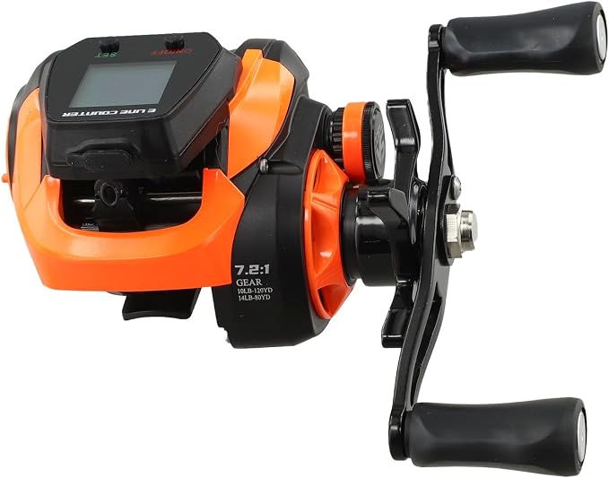 Digital Baitcasting Fishing Reel 7.2:1 Gear Ratio with Bite Alarm and Line Counter Depth Positioning, 10+1 BB Aluminum Spool for Saltwater Freshwater, Left or Right Hand Retrieve