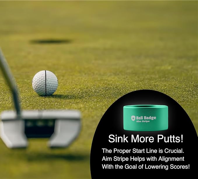 Ball Badge Aim Stripe - 360 Degree Golf Ball Line Marker Kit with Golf Bag Attachment for Perfect Alignment and Precision Putting