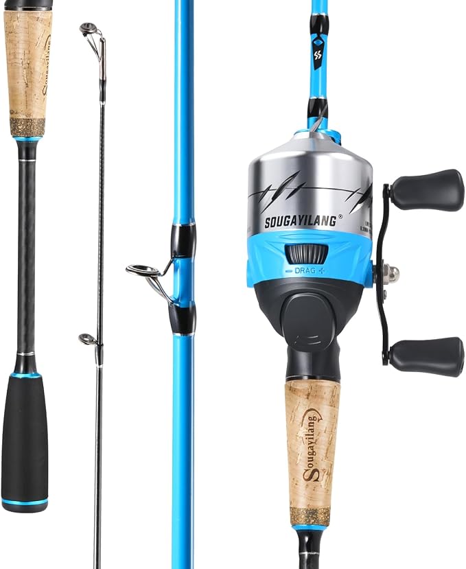Sougayilang Spincast Fishing Rod and Reel Combo - 2-Piece Lightweight & Portable Casting Rod with Easy-to-Use Spincast Reel for Beginners, Youth, Freshwater Fishing